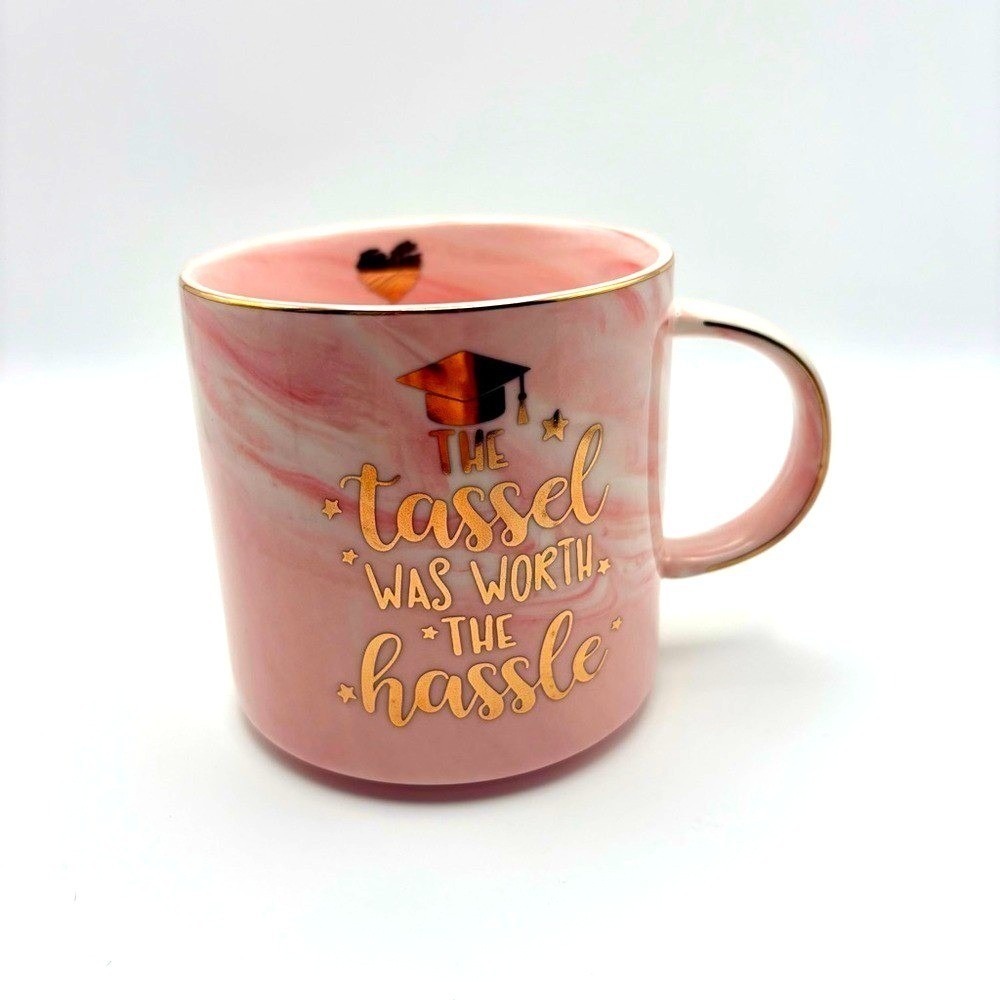 Pink Graduation Mug with Gold Accents - Tassel was Worth the Hassle